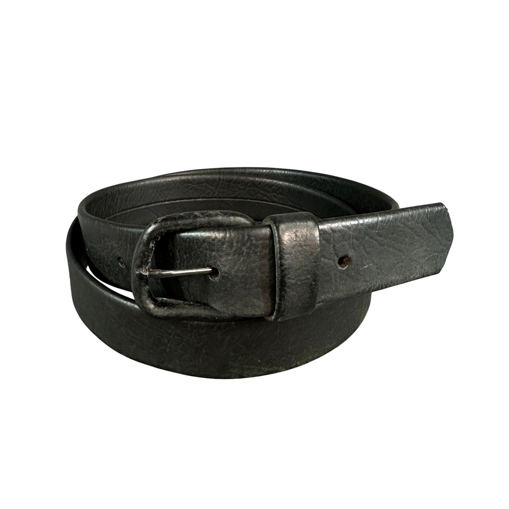 Pyramid Belt Co Black Leather Belt Matte Black Buckle Size 12 116